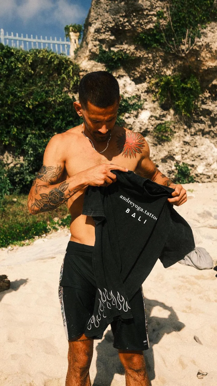 Surfer in Bali with a Tattoo